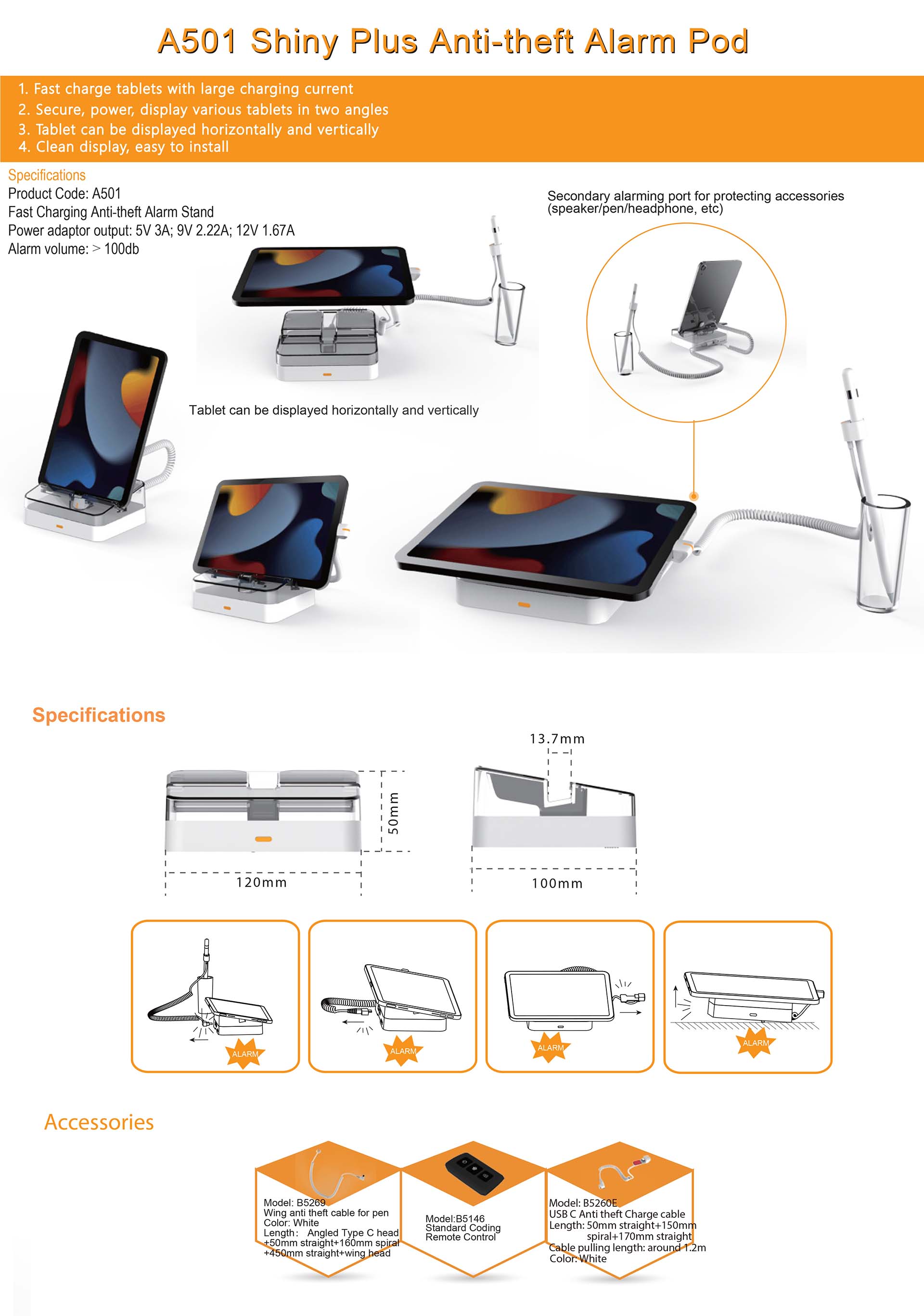 Chân Đế Chống Trộm Máy Tính Bảng UPG-DZ-A501